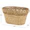 30" Brown Seagrass Handmade Woven Oval Storage Basket with Zig Zag Patterned Rim